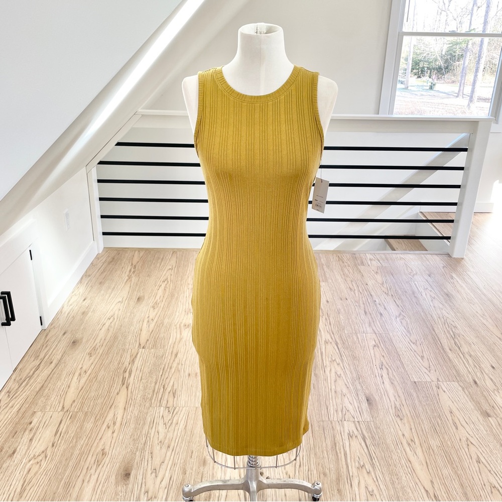 XXL Olive green mustard Nine West sleeveless body con midi dress